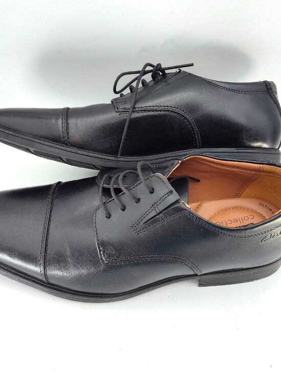 Clarks Tilden Cap Oxford Black Leather Dress Shoes Men\'s 9.5